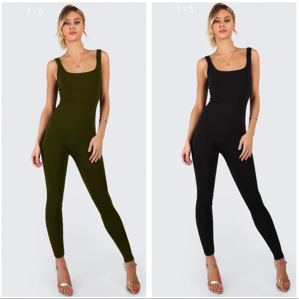 Shein Solid Scoop Neck Jumpsuit. 2 jumpsuits